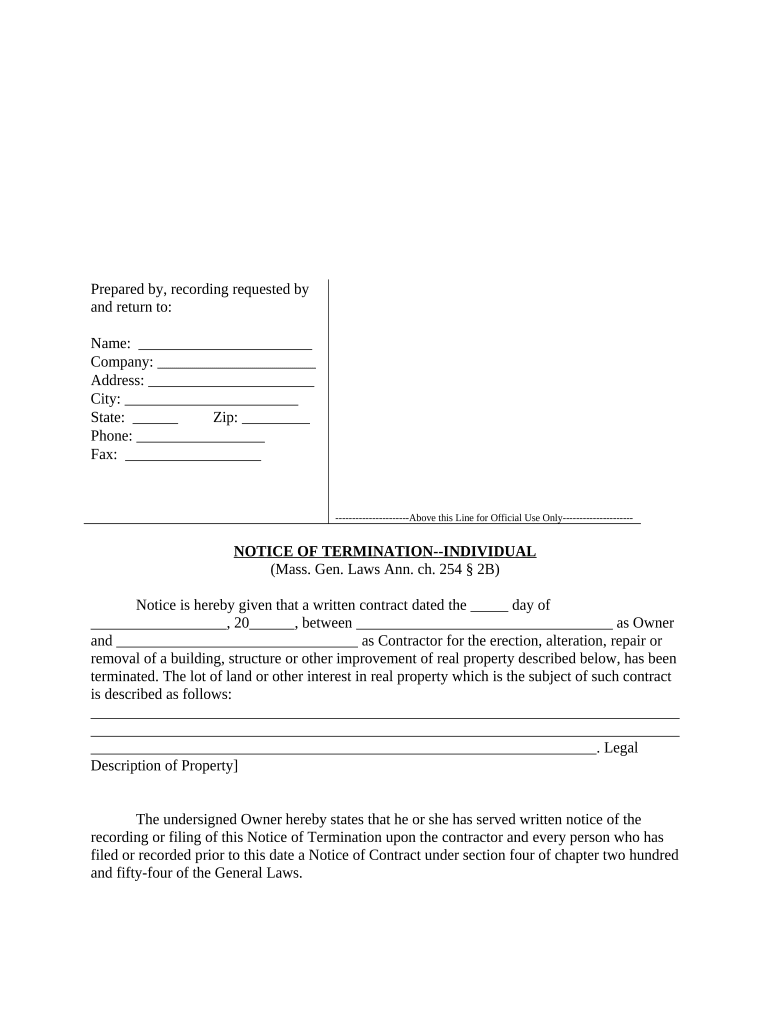 Notice Termination Form