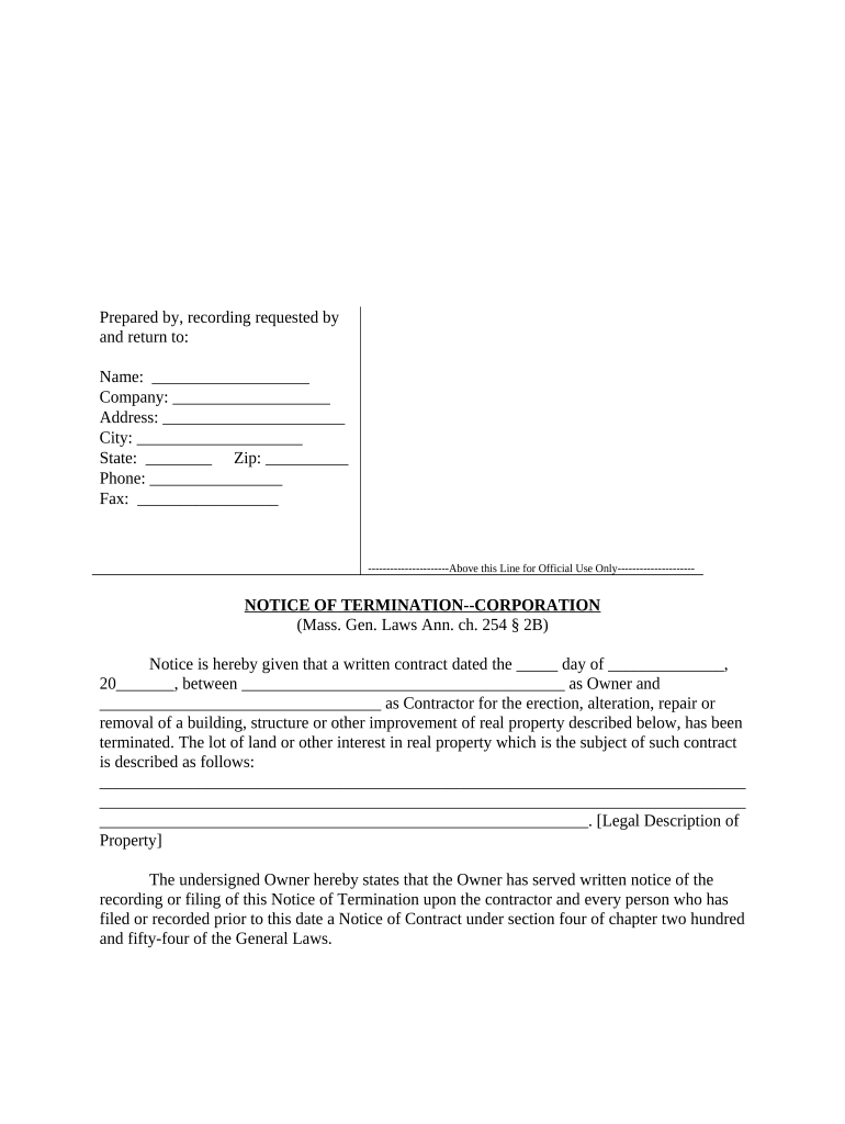 Massachusetts Corporation Company  Form