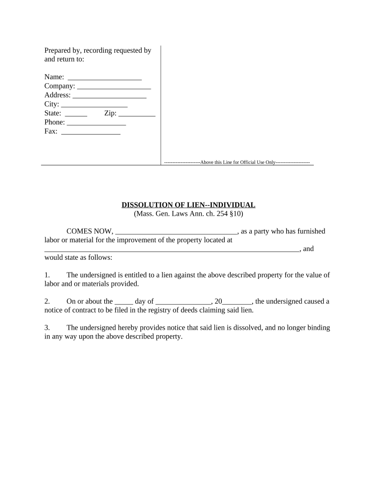 Massachusetts Dissolution Form