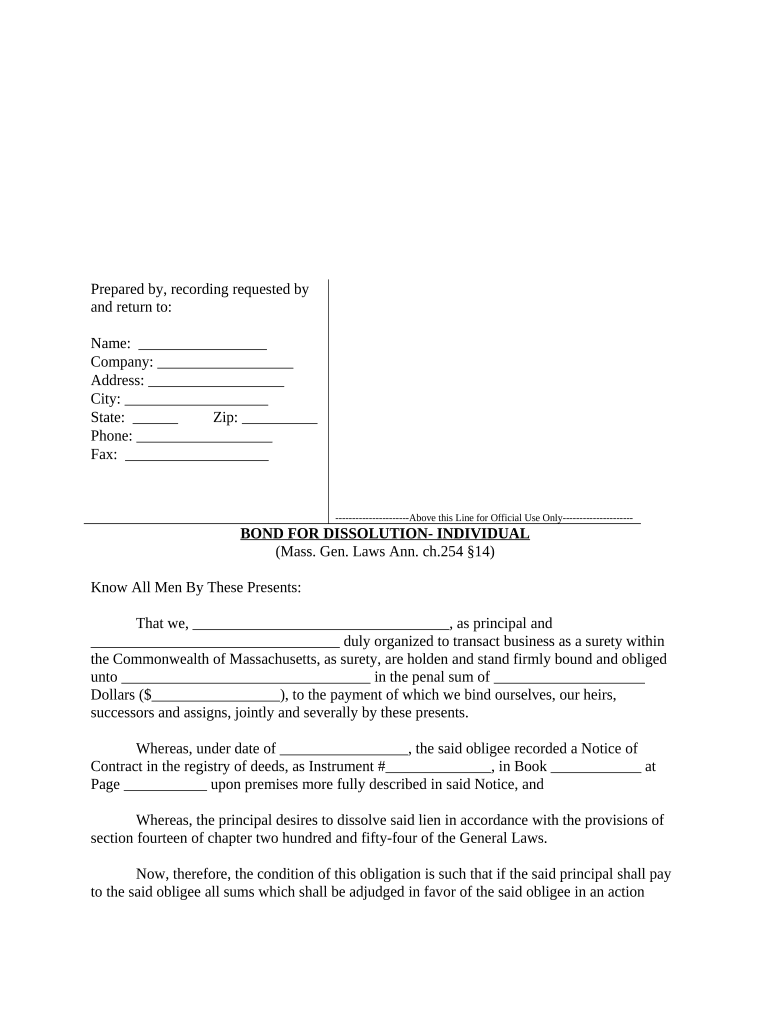 Massachusetts Bond Form