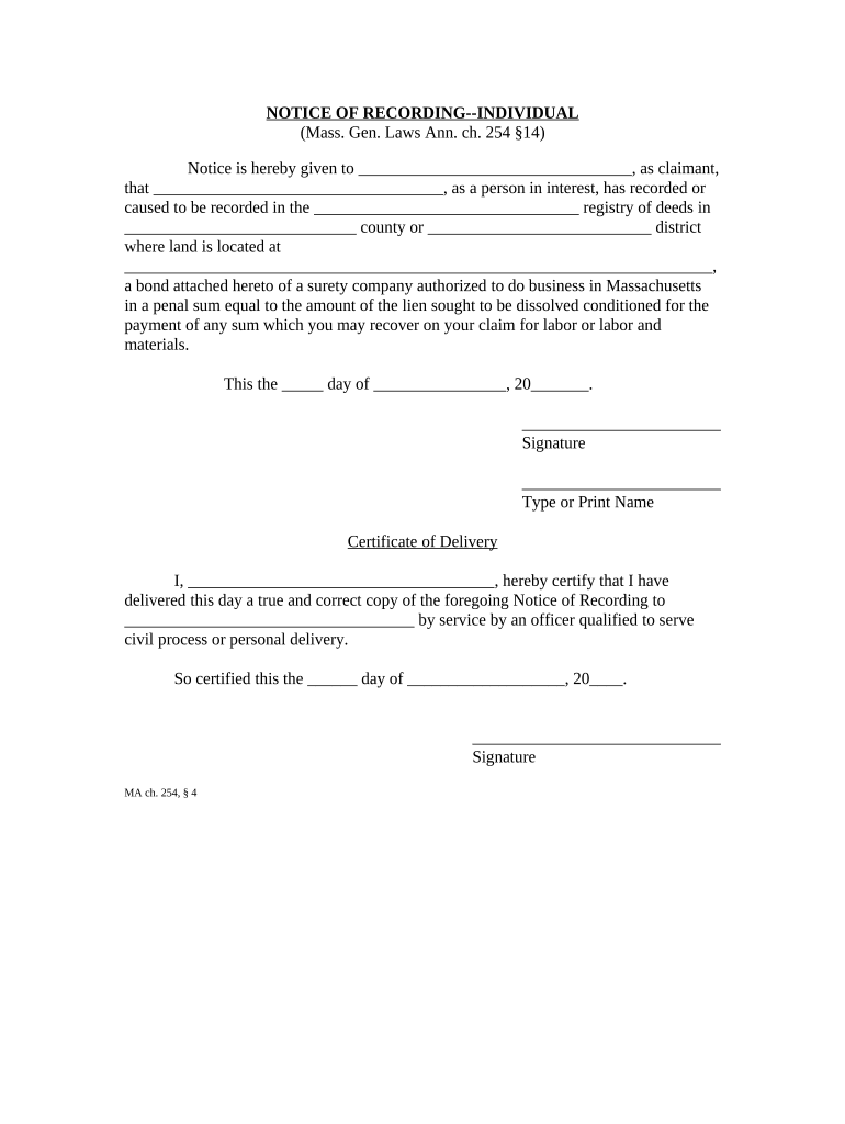 Notice Recording  Form