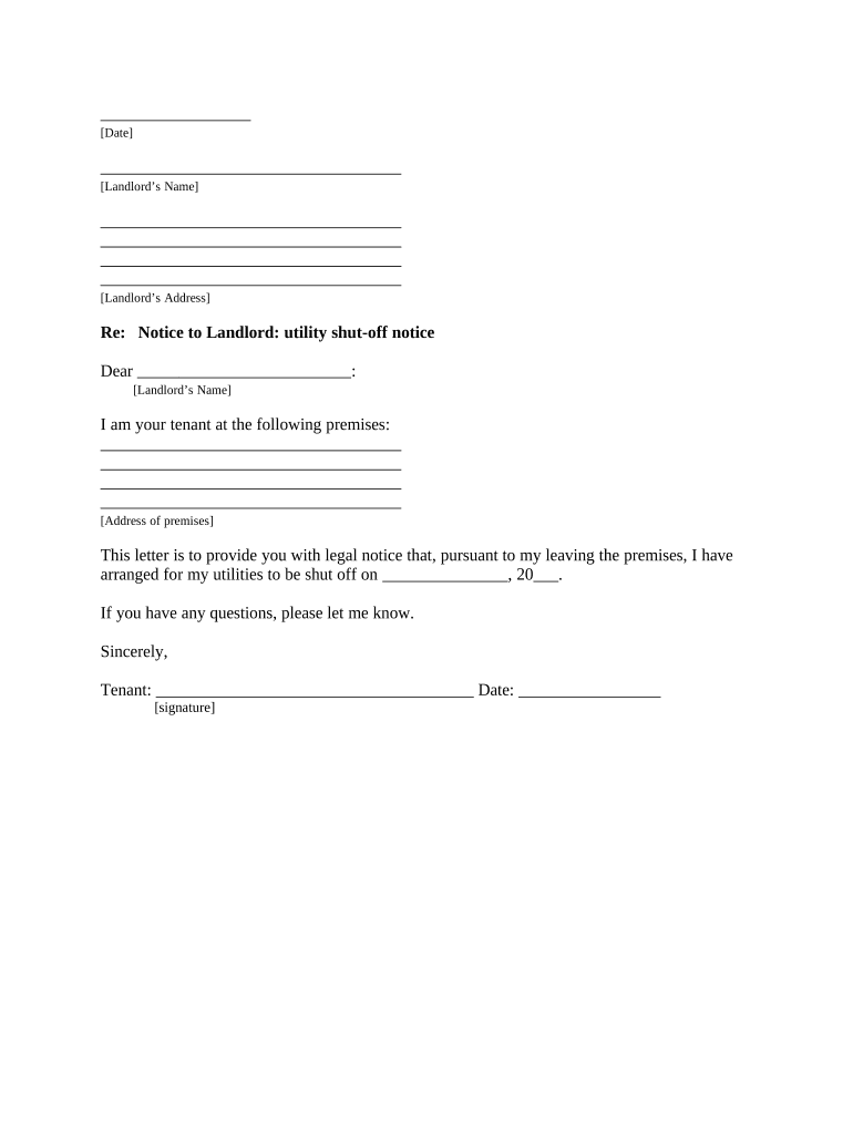 Utility Shut off Notice Template  Form