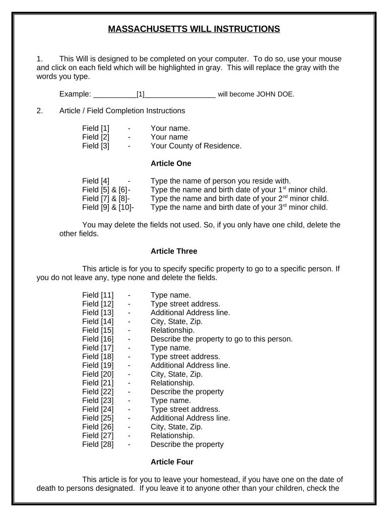 Mutual Wills or Last Will and Testaments for Unmarried Persons Living Together Married with Minor Children Massachusetts  Form
