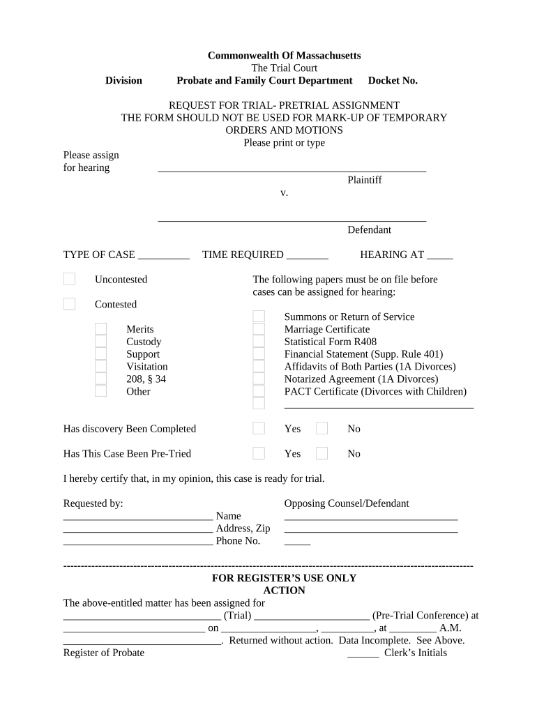Massachusetts Assignments  Form