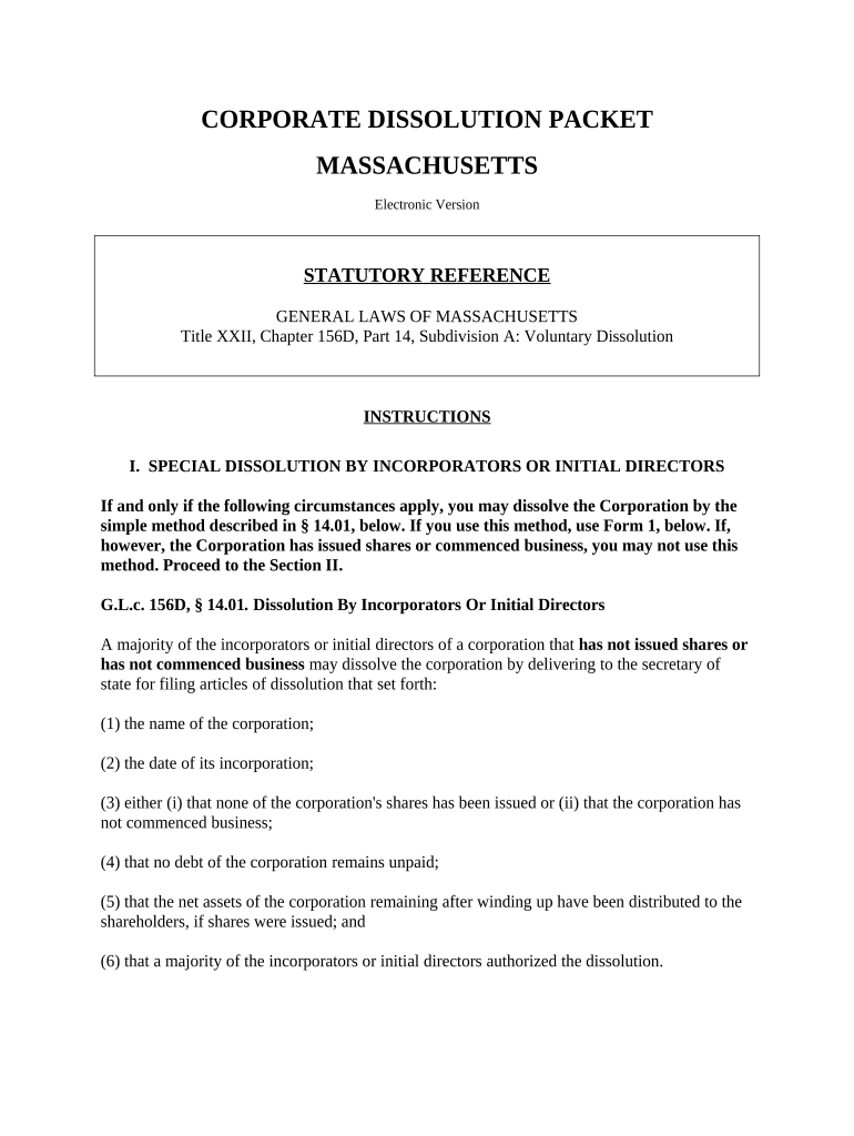 Massachusetts Dissolution  Form