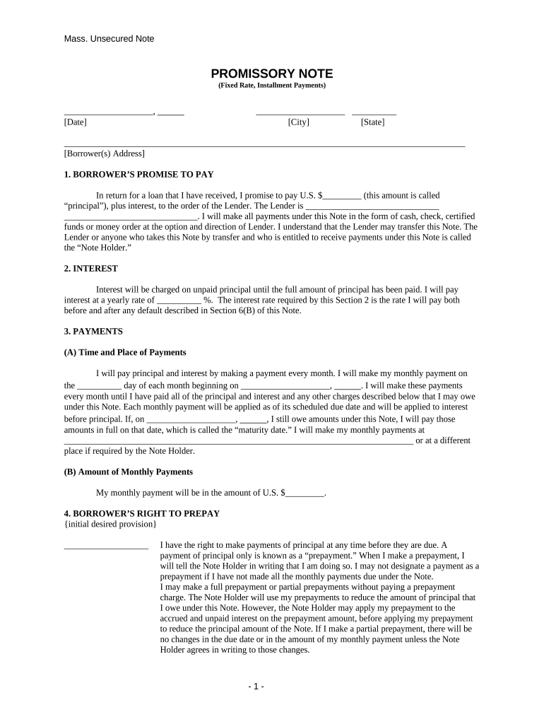 Massachusetts Note  Form