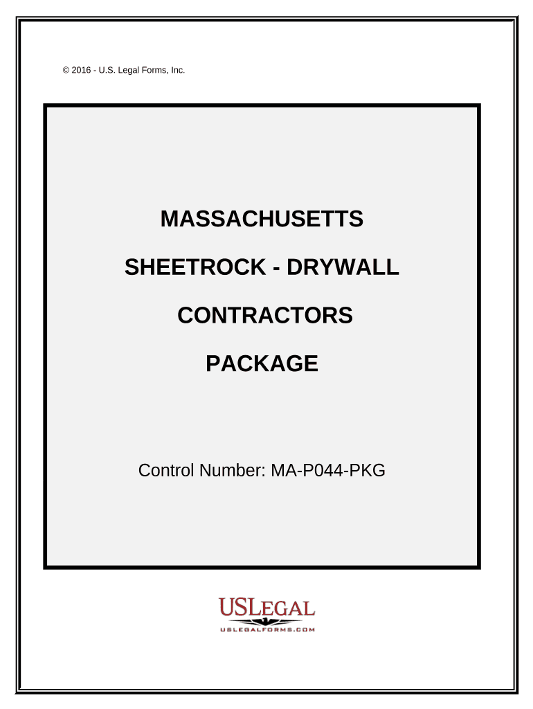 Sheetrock Drywall Contractor Package Massachusetts  Form