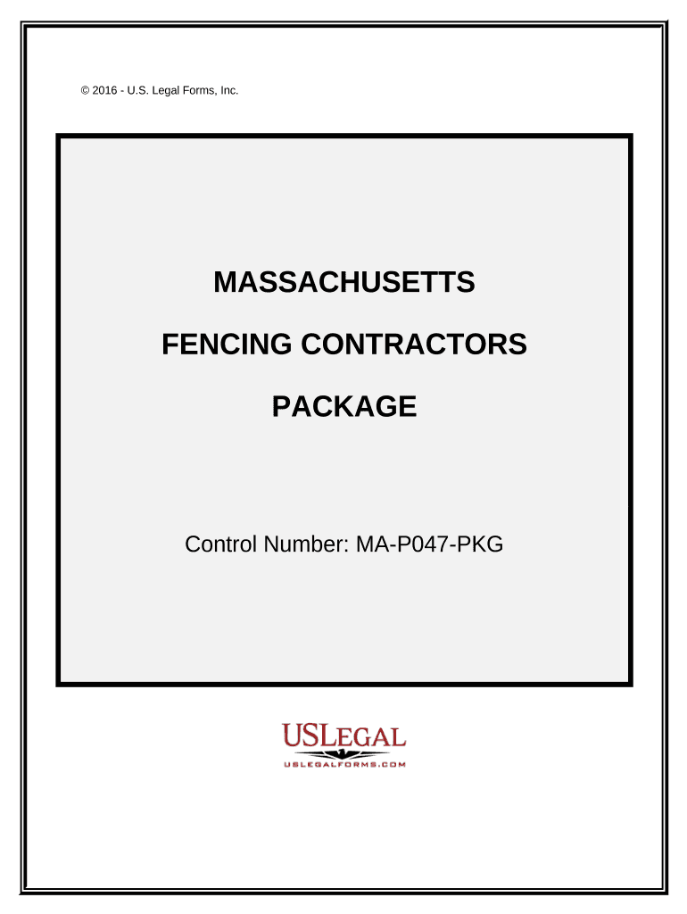 Fencing Contractor Package Massachusetts  Form