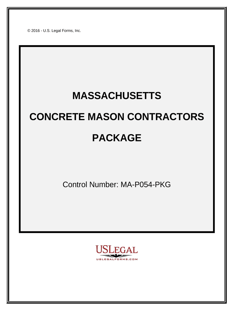 Concrete Mason Contractor Package Massachusetts  Form