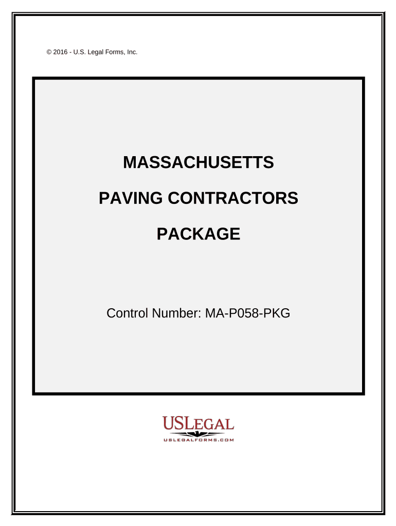 Paving Contractor Package Massachusetts  Form