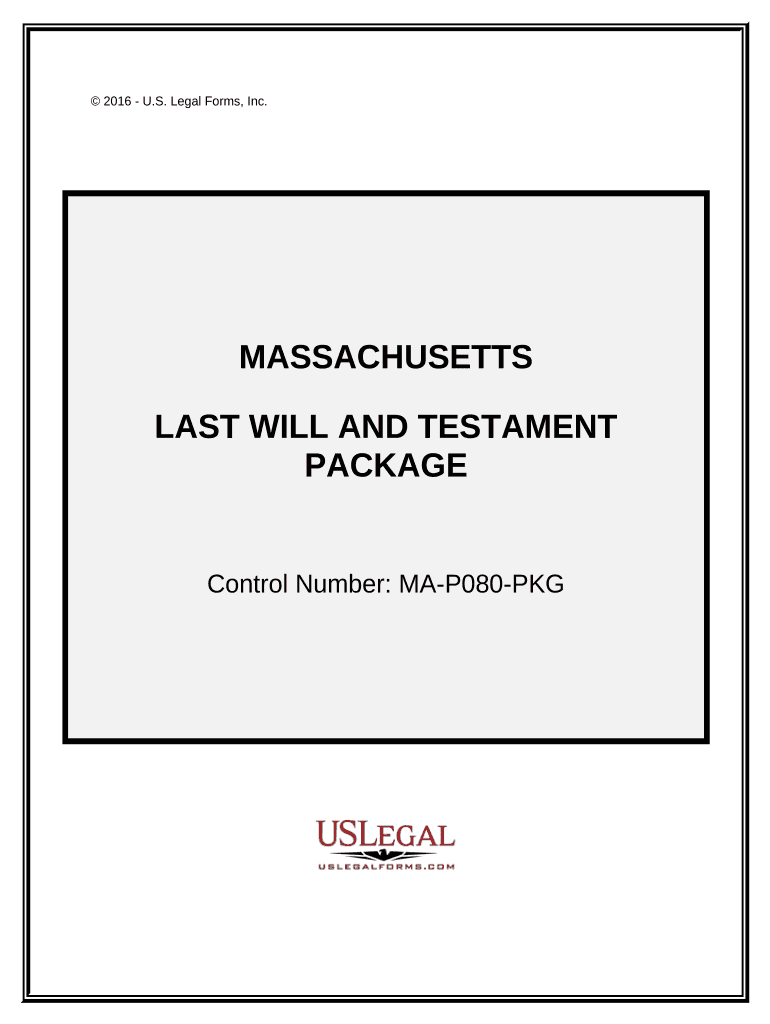 Last Will and Testament Package Massachusetts  Form