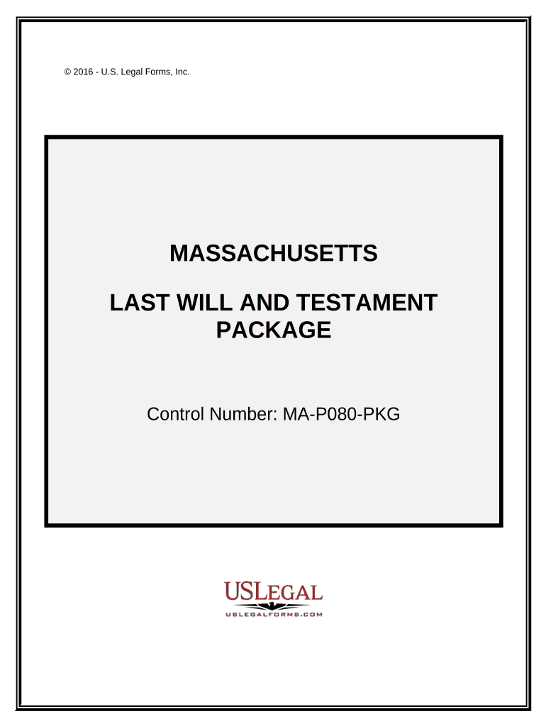 Last Will and Testament Package Massachusetts Form