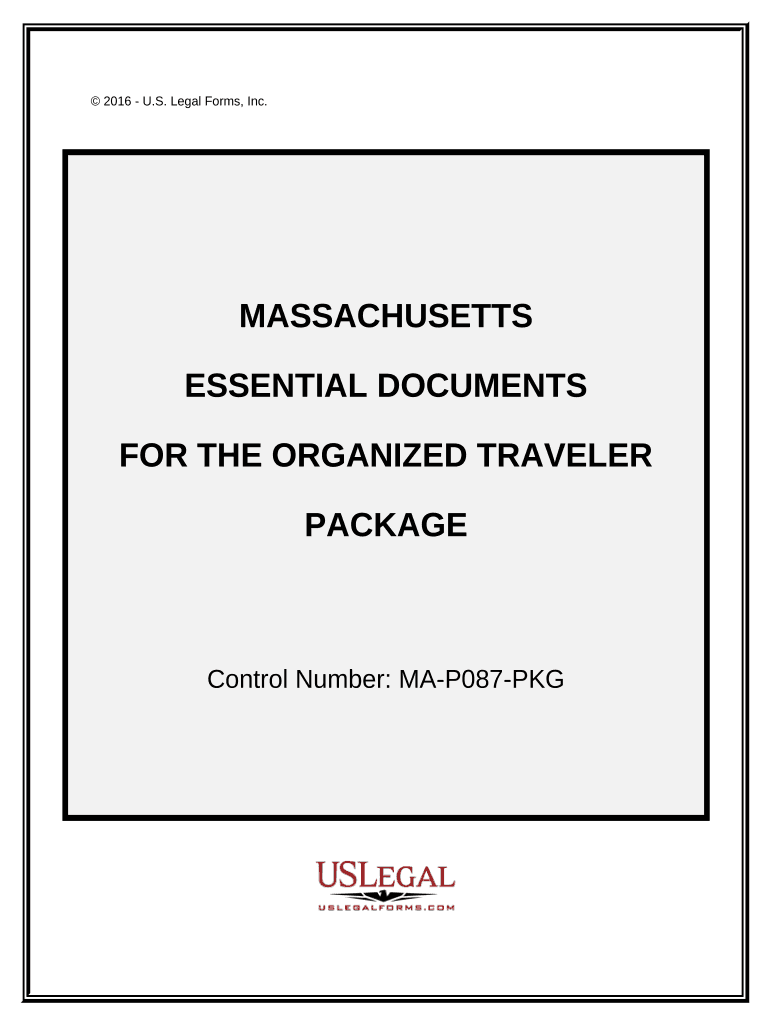 Essential Documents for the Organized Traveler Package Massachusetts  Form