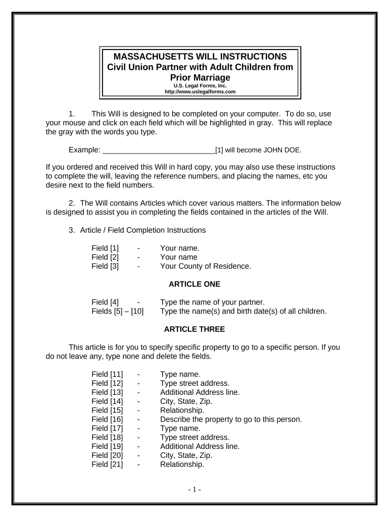 Massachusetts Legal Marriage  Form