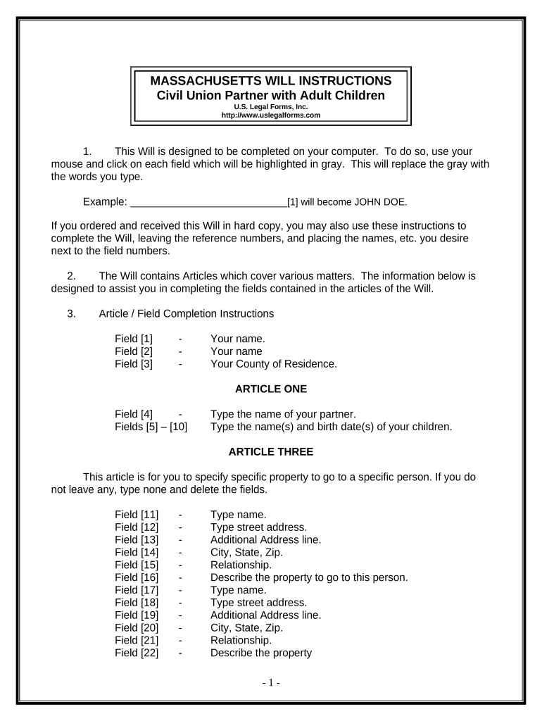 Civil Union Partner  Form