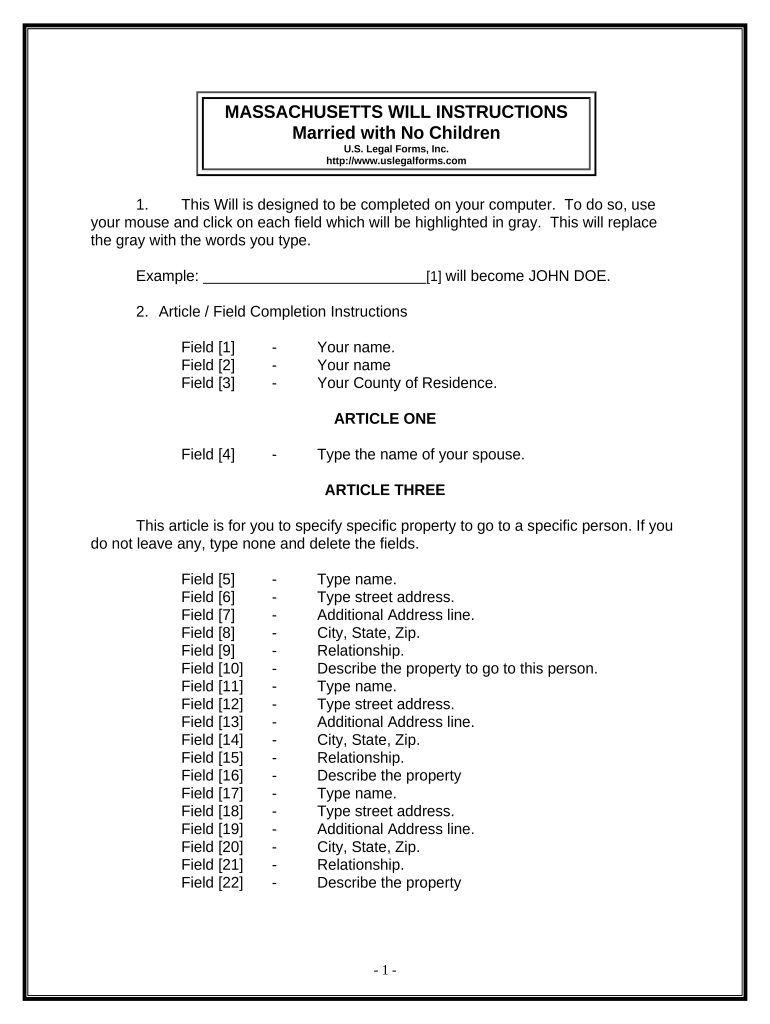 Massachusetts Legal Married  Form