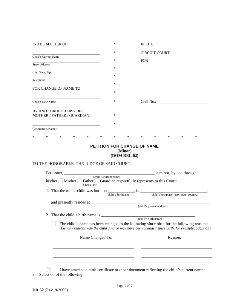 Petition Change Name Sample  Form