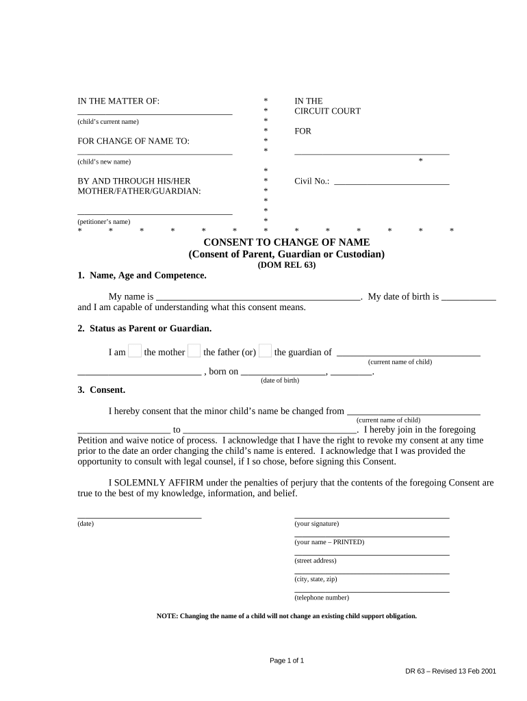 Consent Change Name  Form