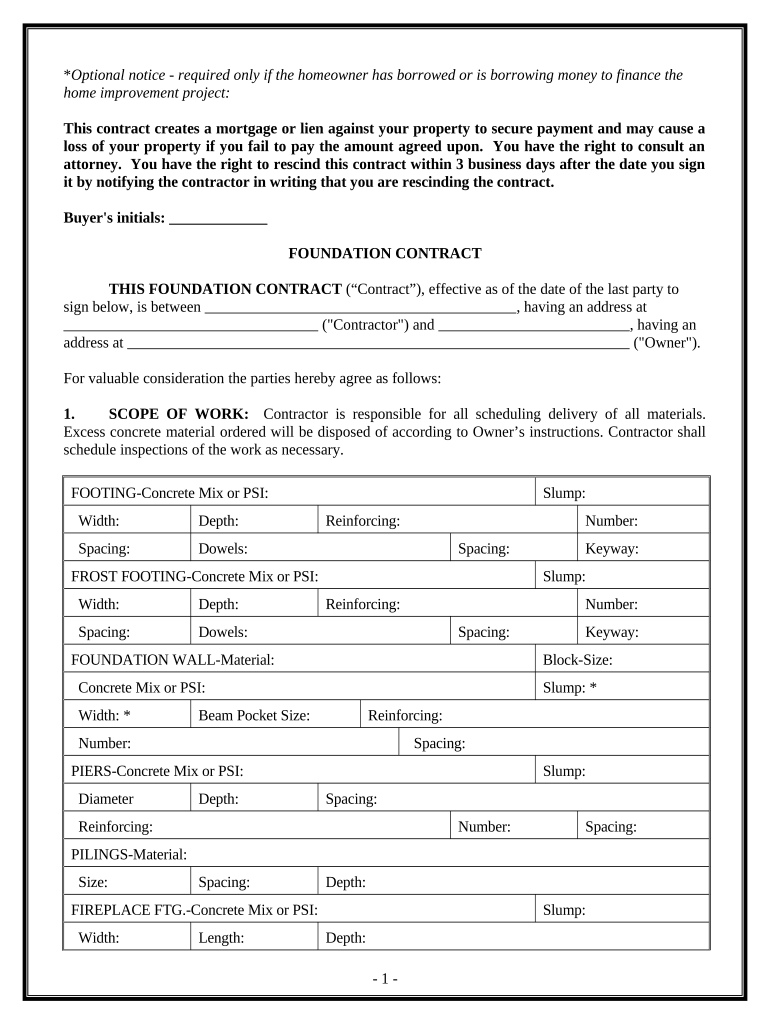 Foundation Contract for Contractor Maryland  Form