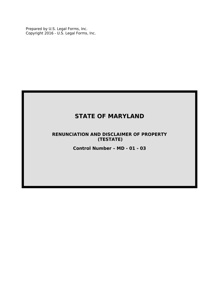 Maryland Disclaimer  Form
