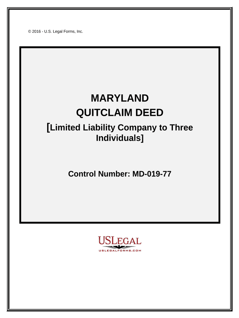 Maryland Quitclaim Deed  Form