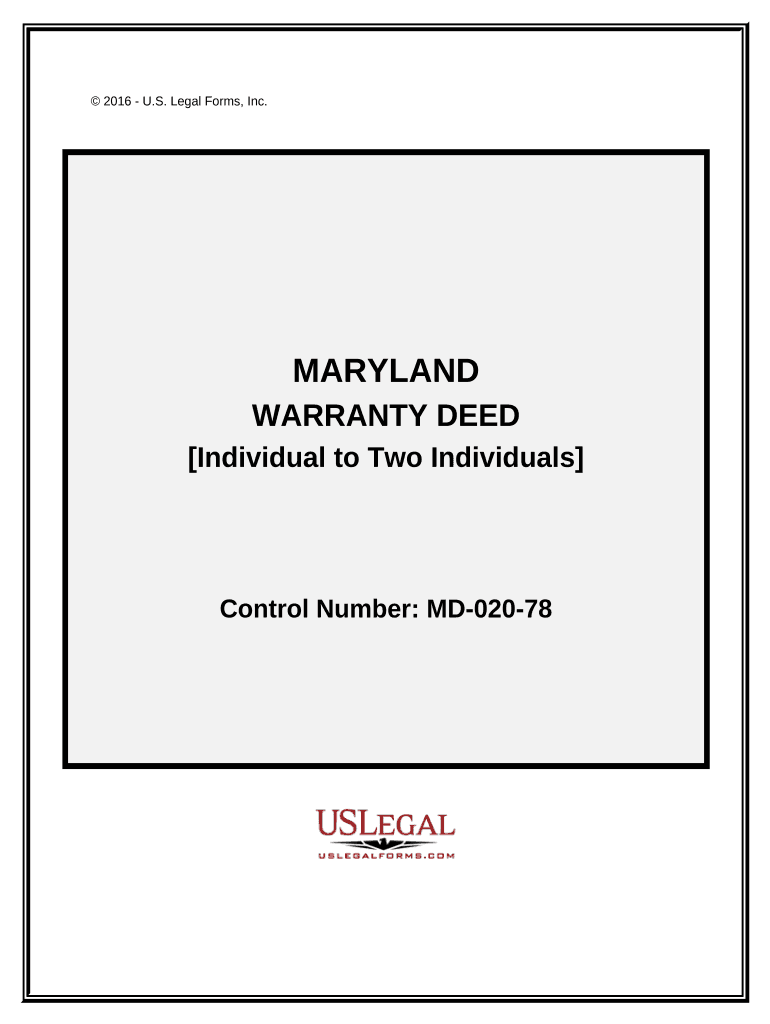 Maryland Warranty Deed  Form