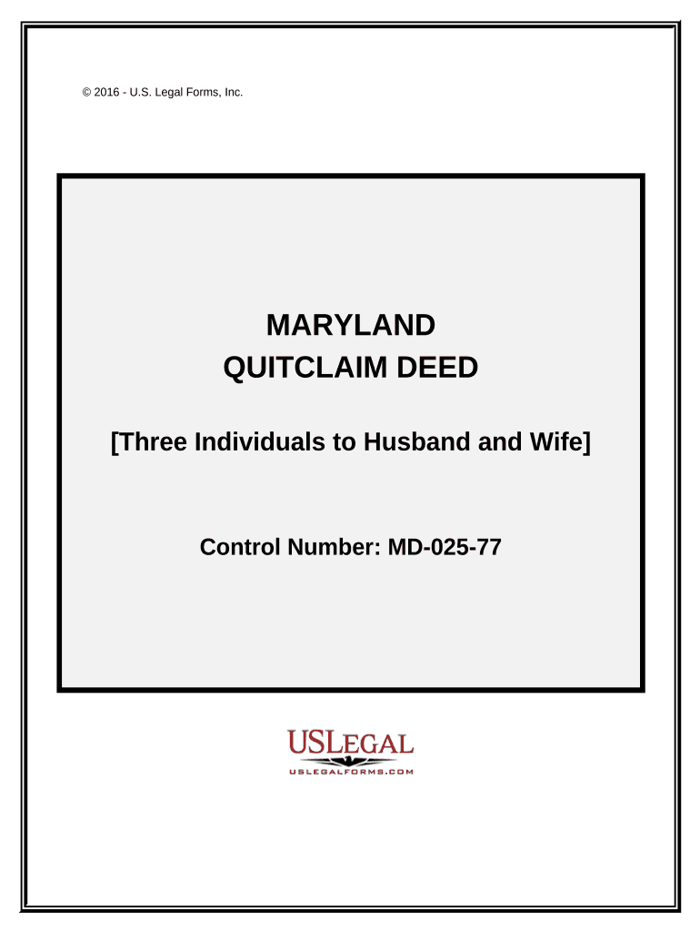 Quitclaim Deed Three Individuals to Husband and Wife Maryland  Form
