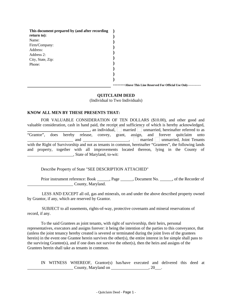 Maryland Deed  Form