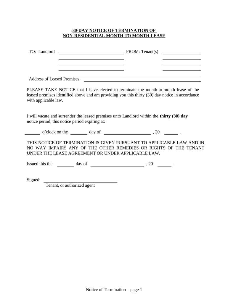 30 Day Notice  Form