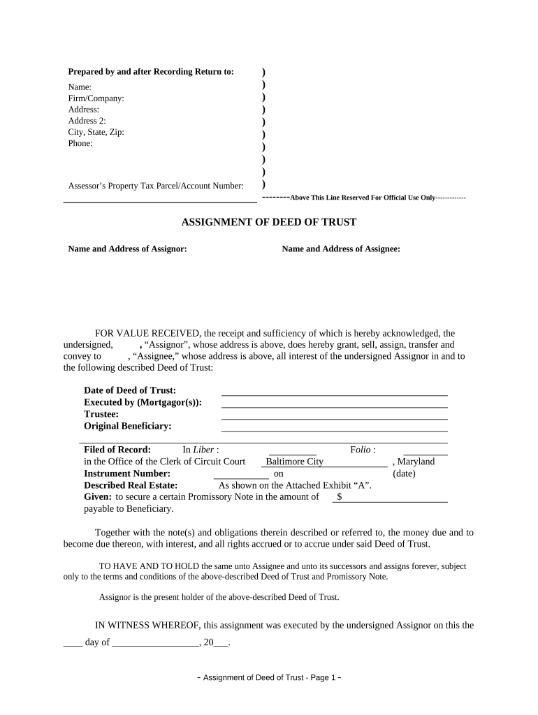 Maryland Deed Trust 497310294 Form: Pre-built template | signNow