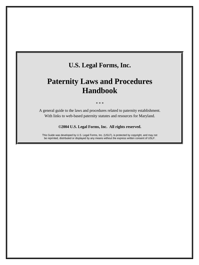 Paternity Law and Procedure Handbook Maryland  Form