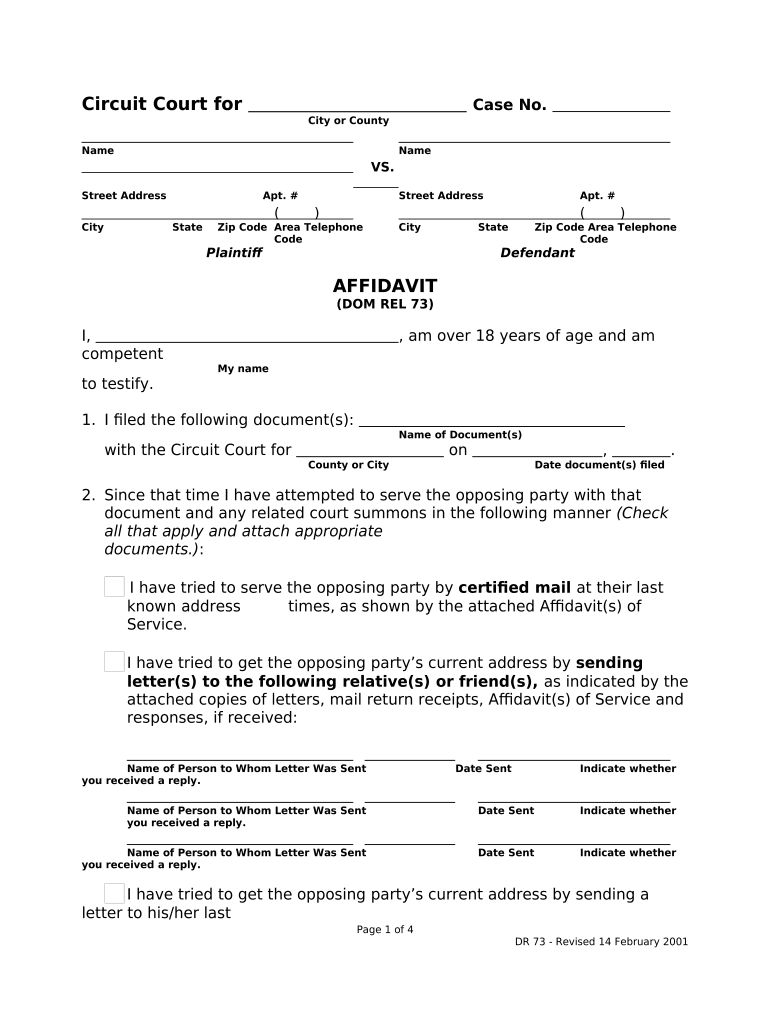 Alternate Service Order  Form