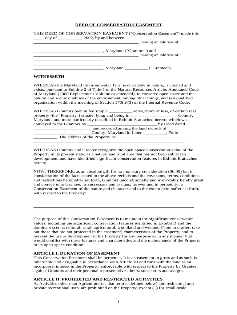 Maryland Easement  Form