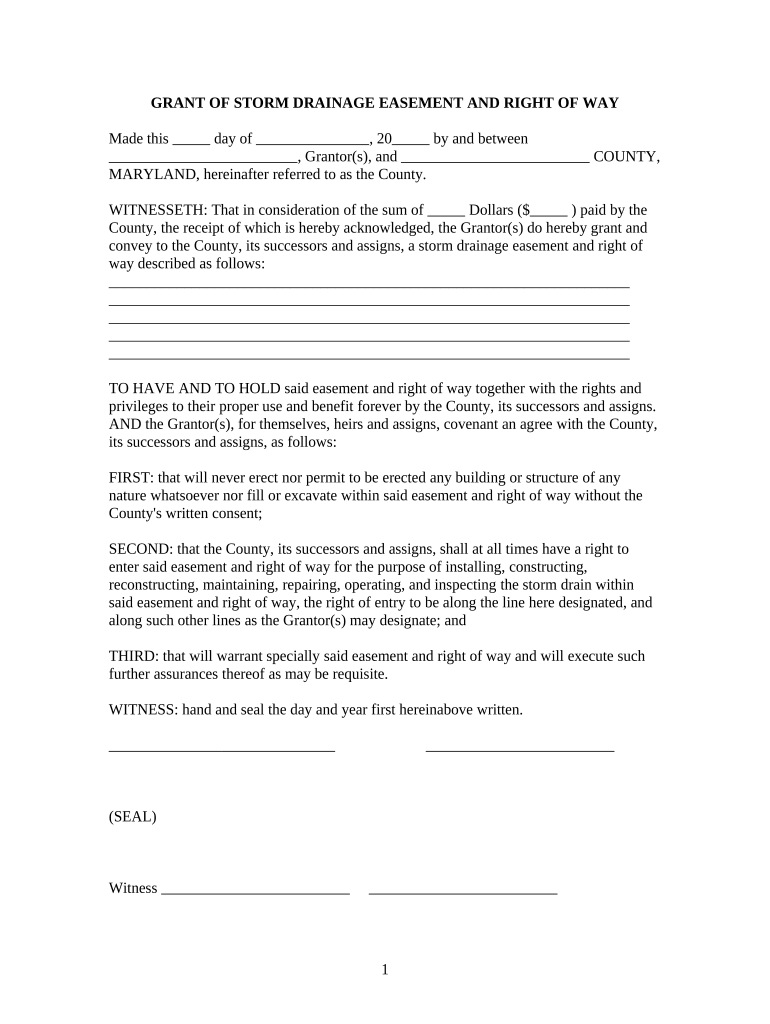 Drainage Easement Right  Form