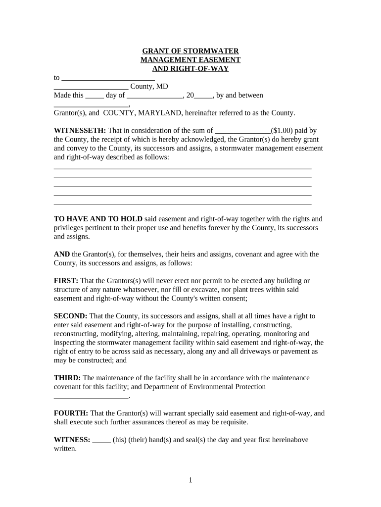 Maryland Easement  Form