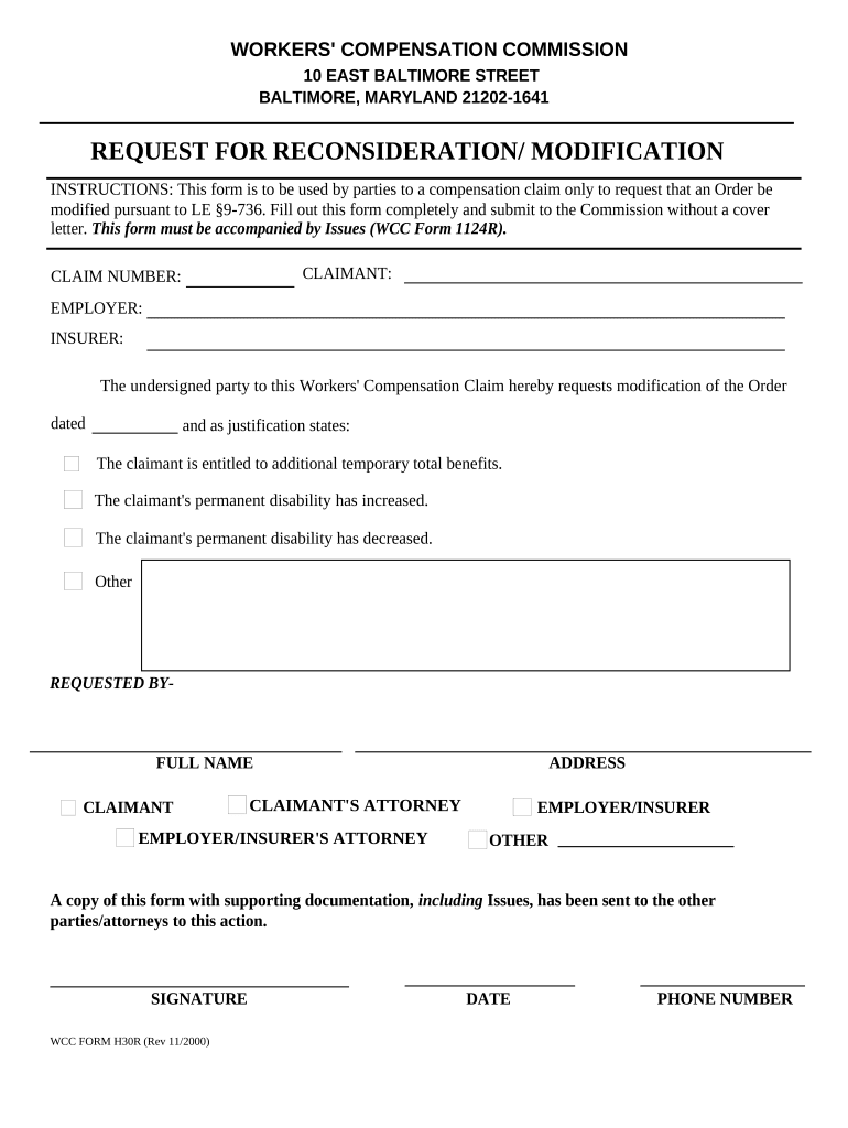 Maryland Reconsideration  Form
