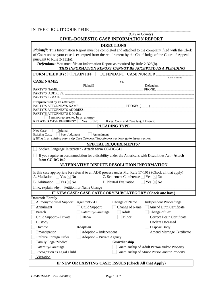 Information Court Form