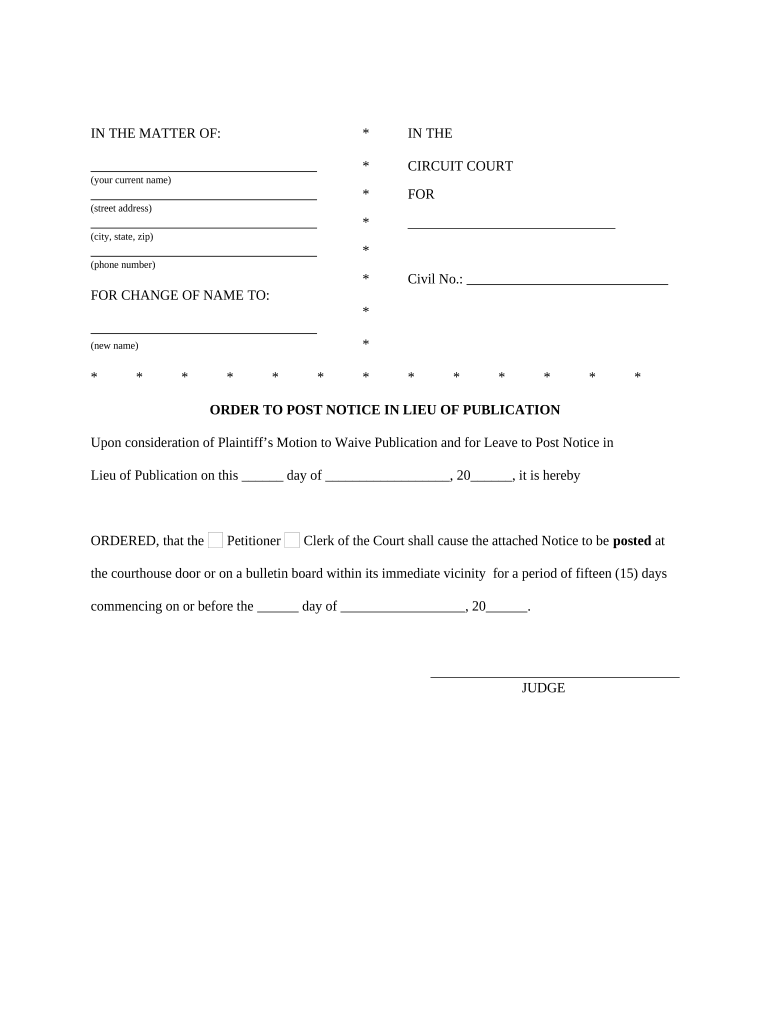 Maryland Order Change  Form