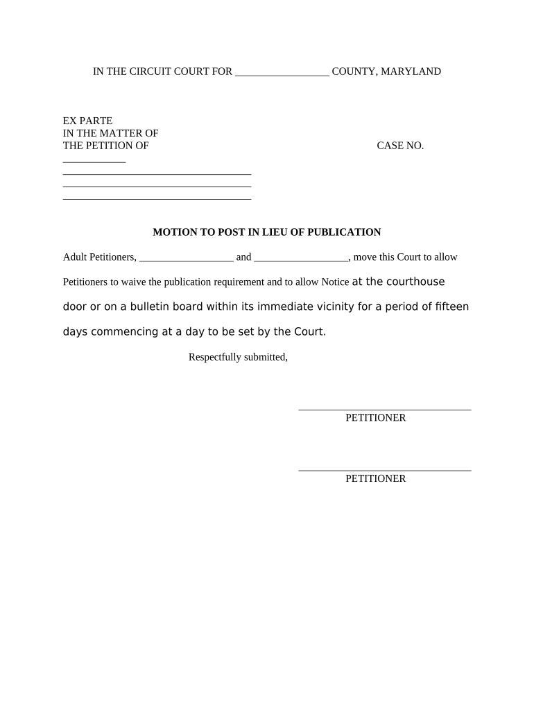 Maryland Motion Change  Form