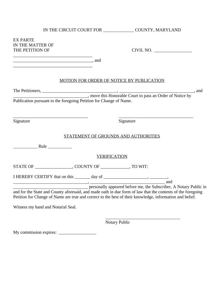 Maryland Notice Publication  Form