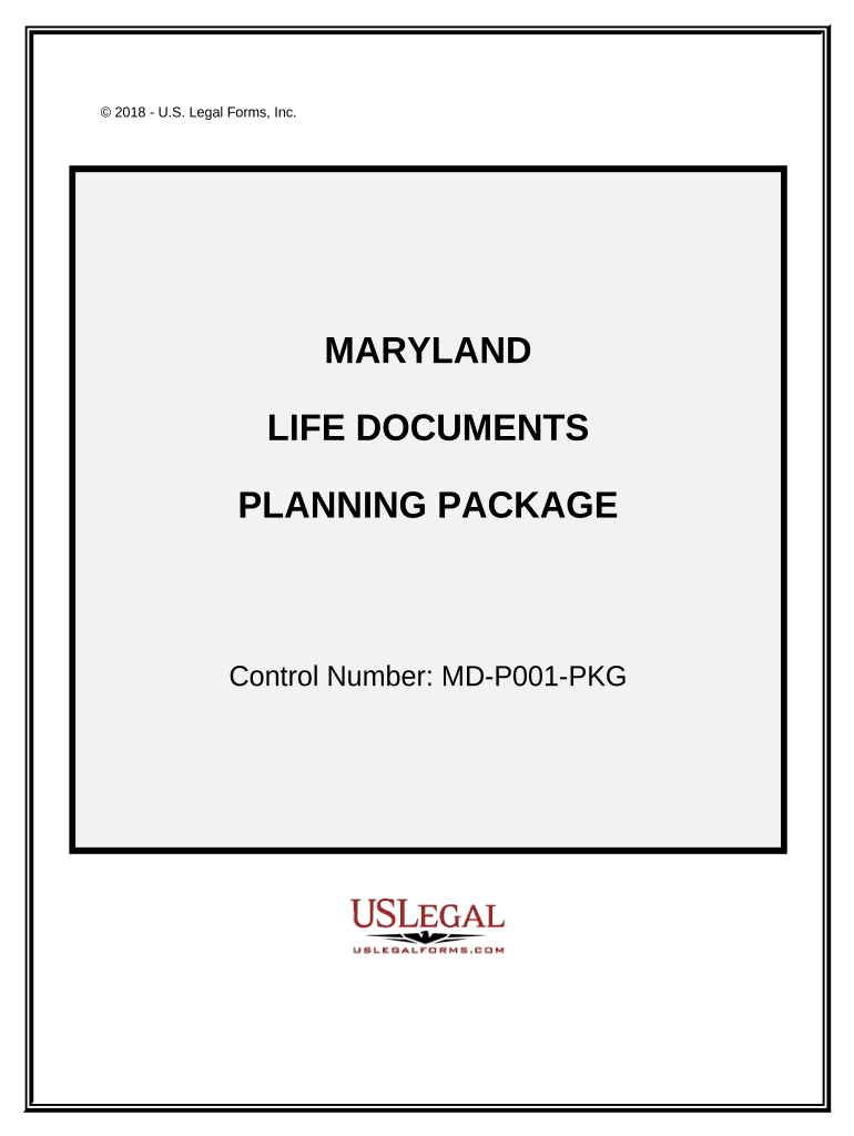 Life Documents Planning Package, Including Will, Power of Attorney and Living Will Maryland  Form