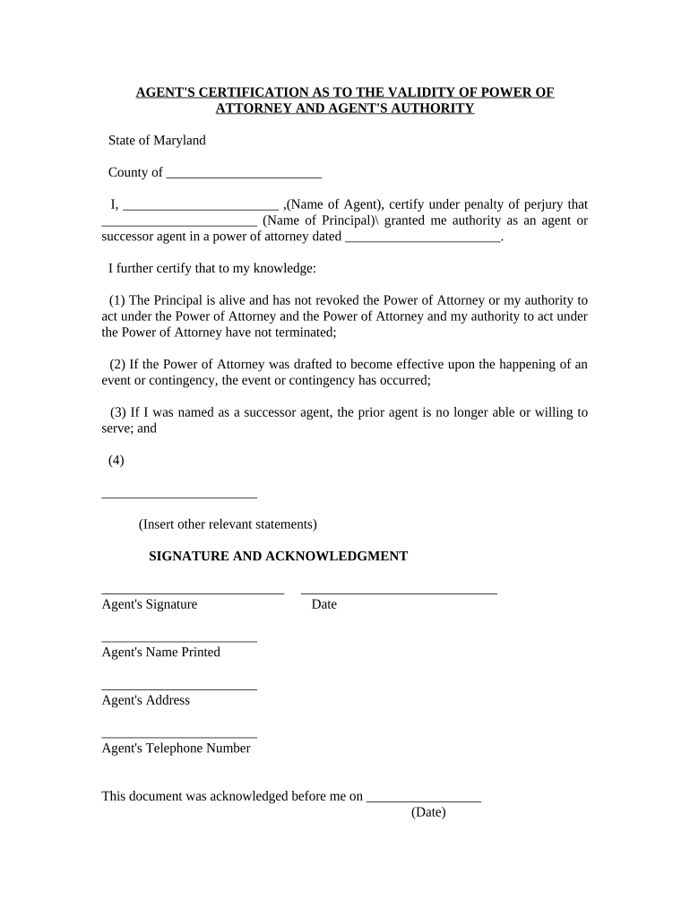 Maryland Agent  Form