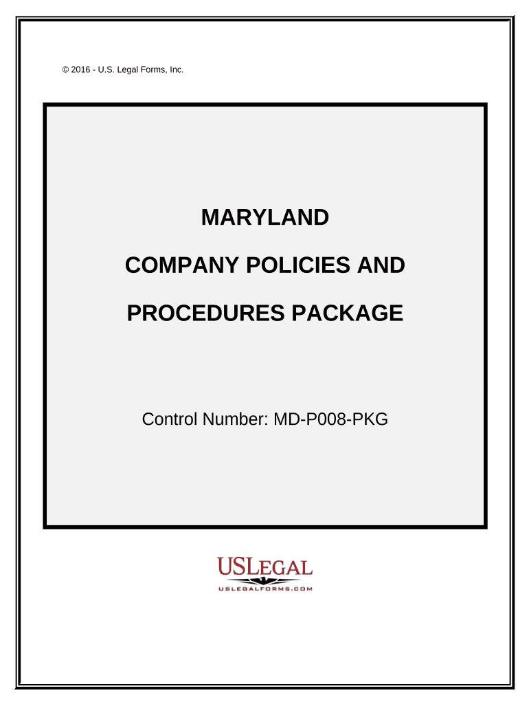 Company Employment Policies and Procedures Package Maryland  Form