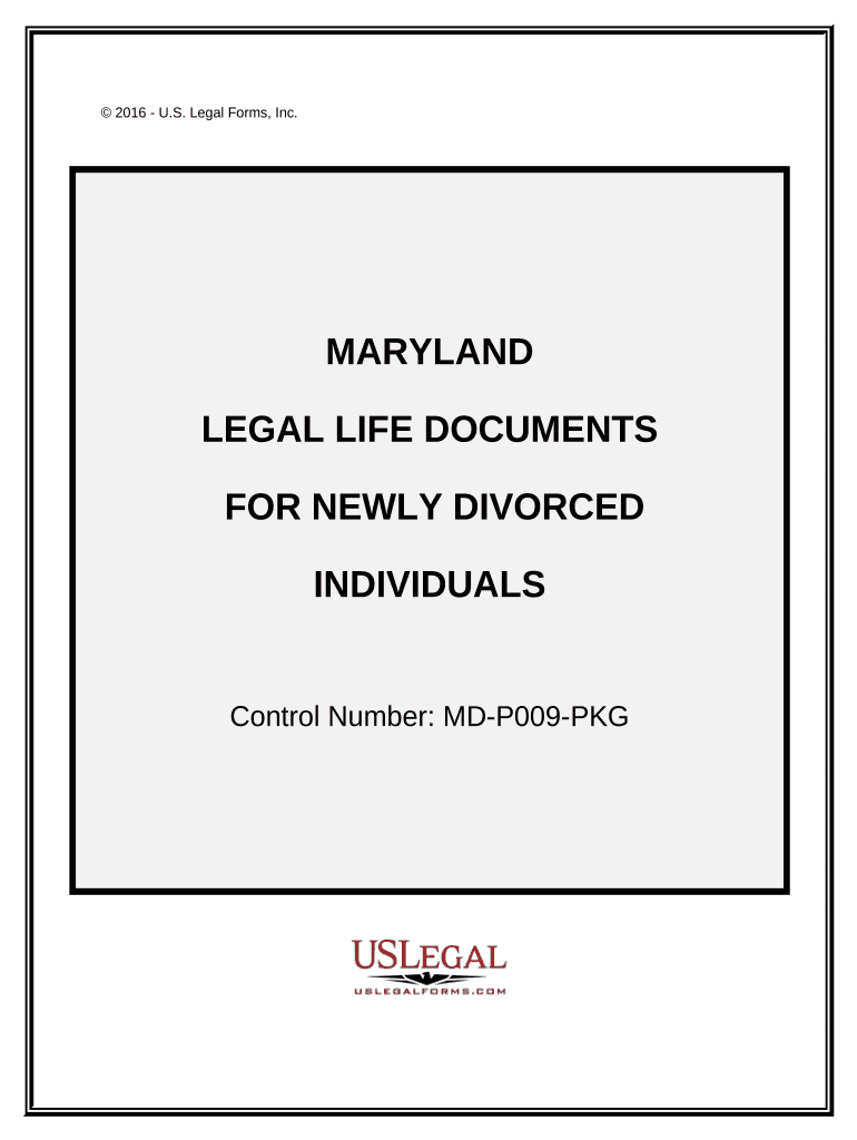 Newly Divorced Individuals Package Maryland  Form