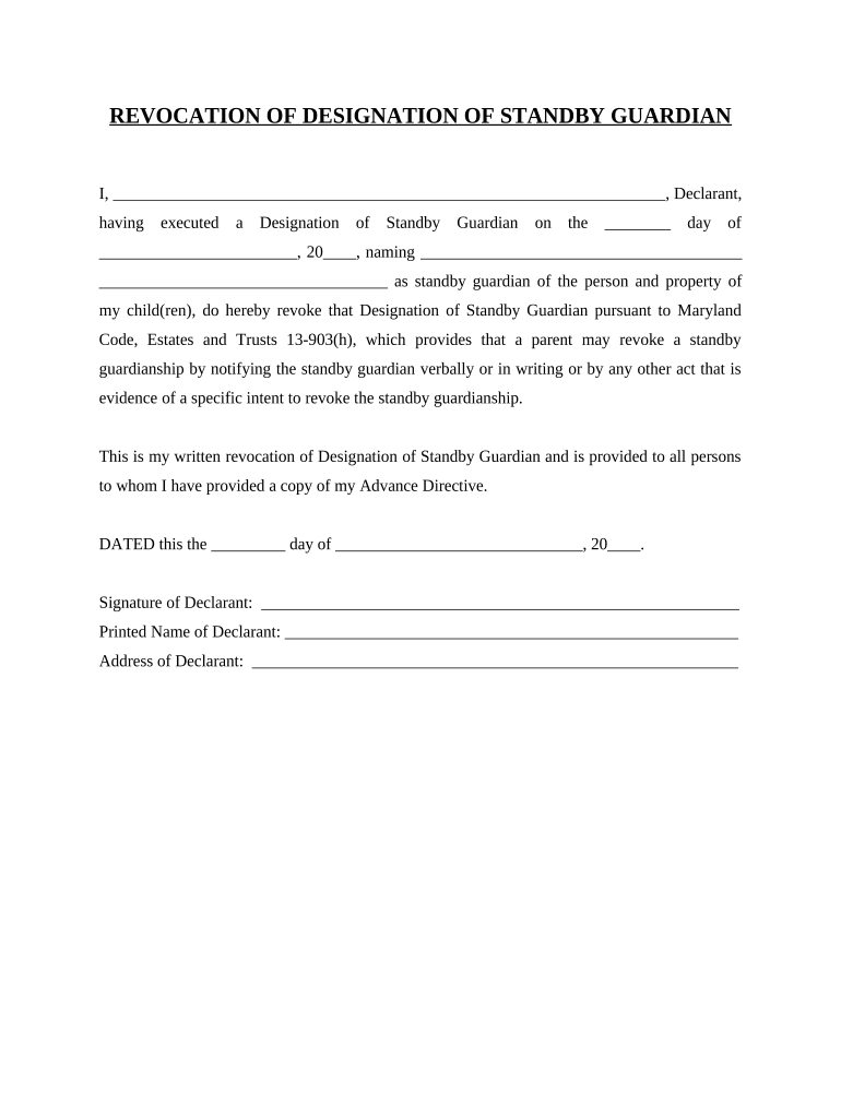 Fill and Sign the Maryland Statutory Form