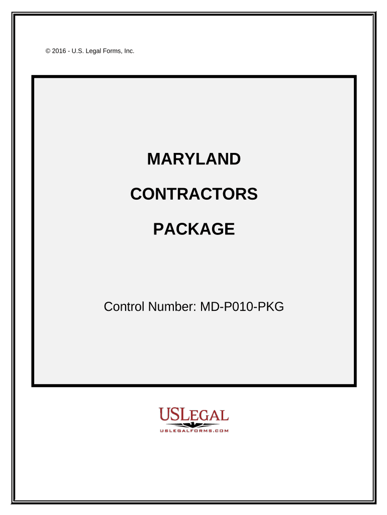 Contractors Forms Package Maryland