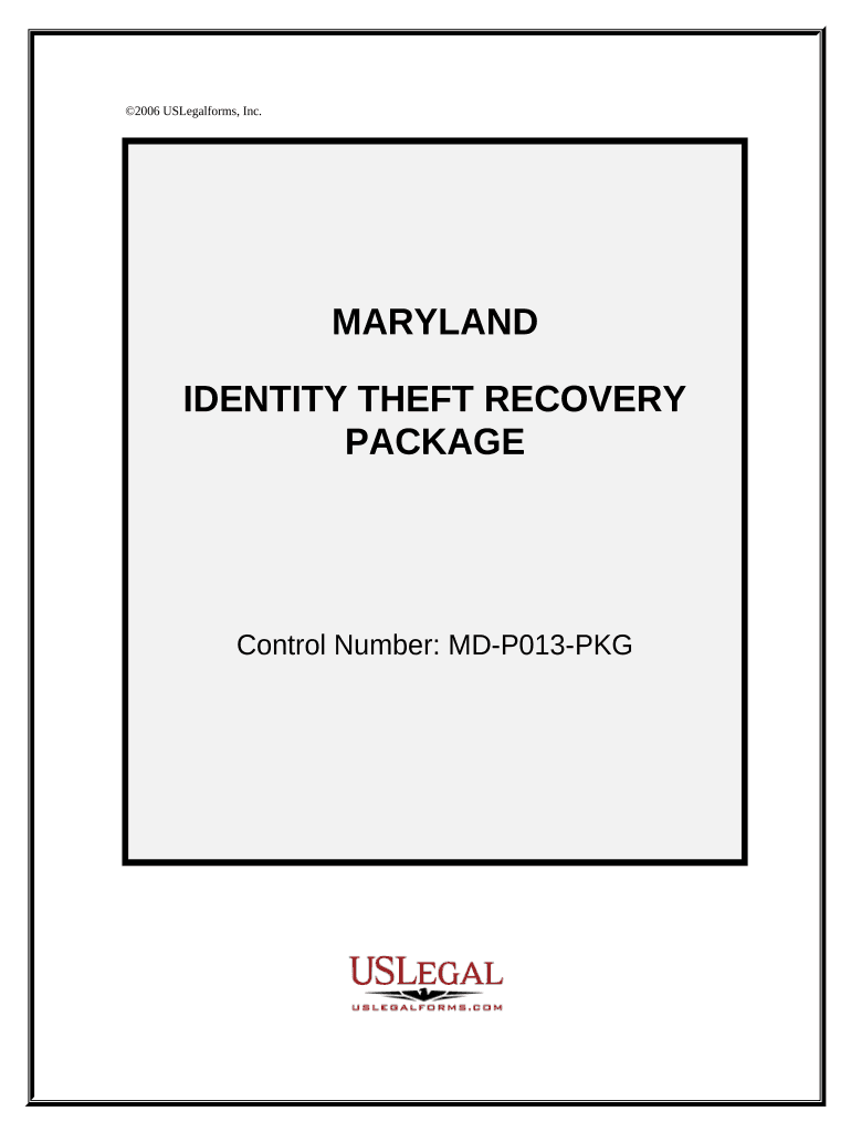 Identity Theft Recovery Package Maryland  Form