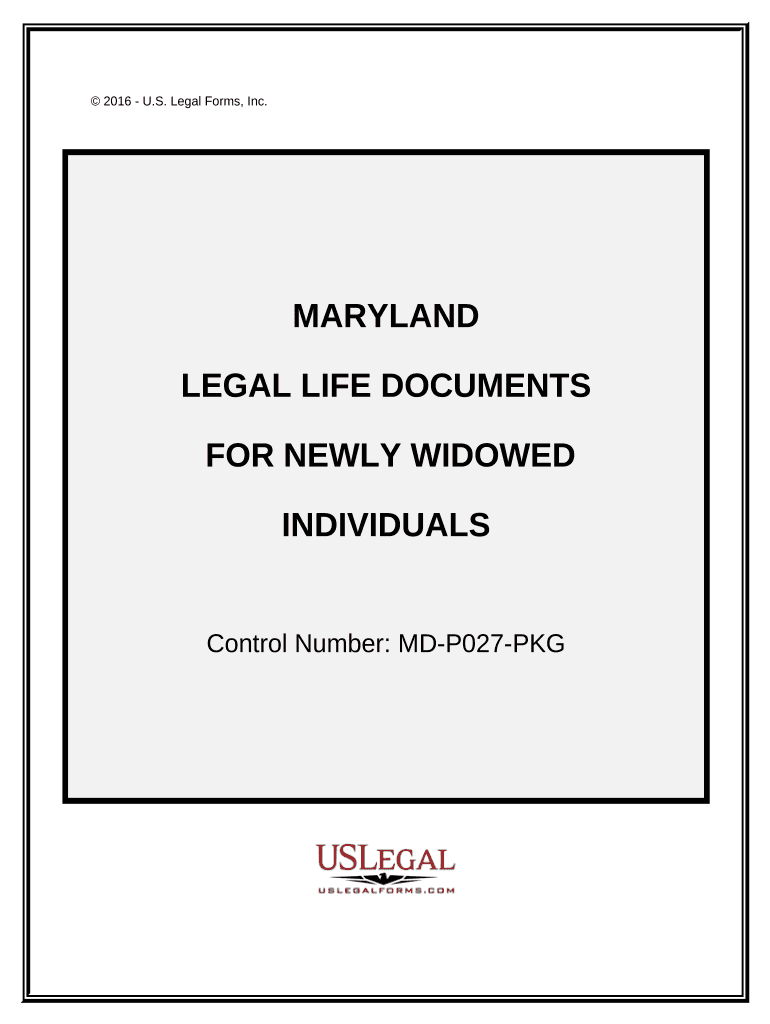Newly Widowed Individuals Package Maryland  Form