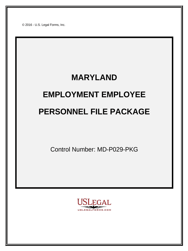Employment Employee Personnel File Package Maryland  Form