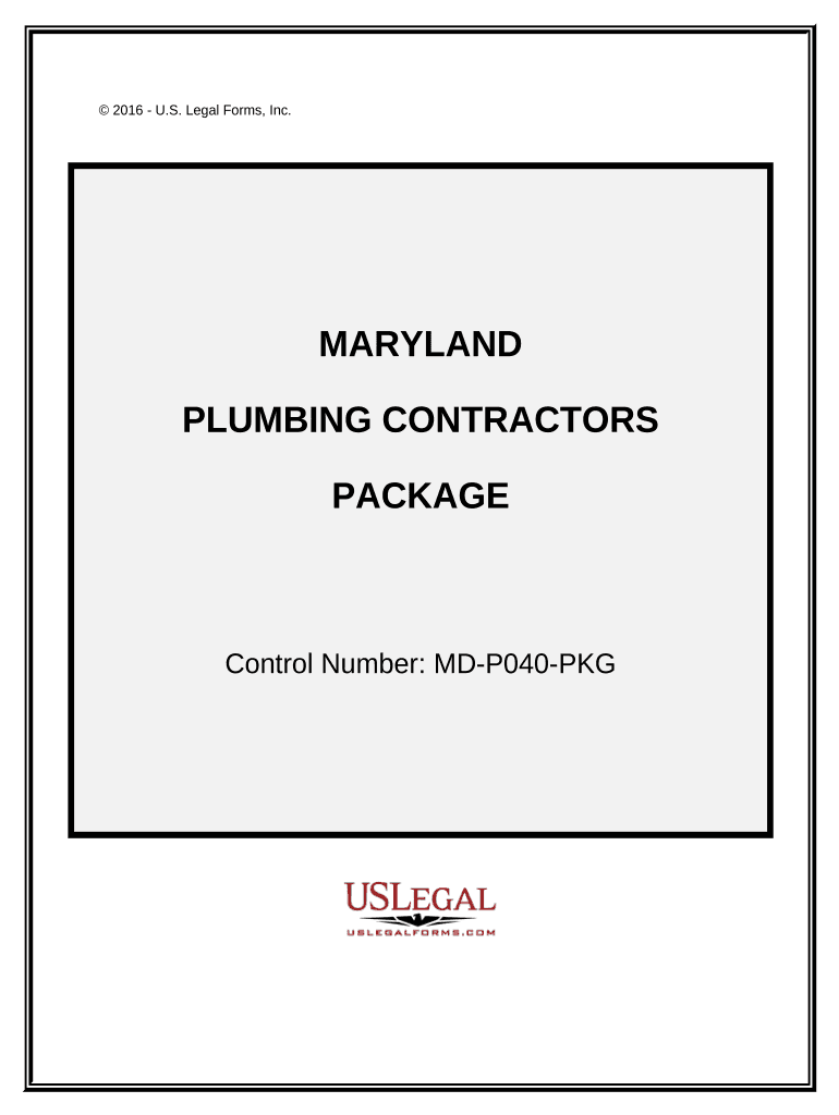 Plumbing Contractor Package Maryland  Form